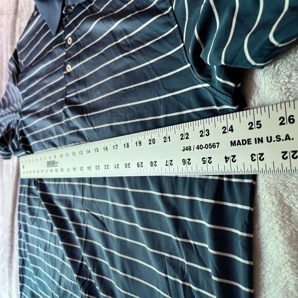 Peter Millar Summer Comfort Mens XL  Short Sleeve Golf Polo Shirt Navy Striped - Picture 6 of 10